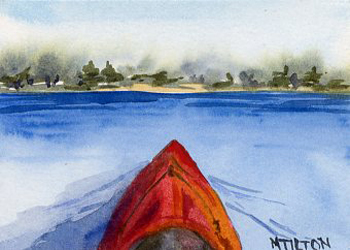 Red Kayak Mary Tilton Waterloo WI watercolor